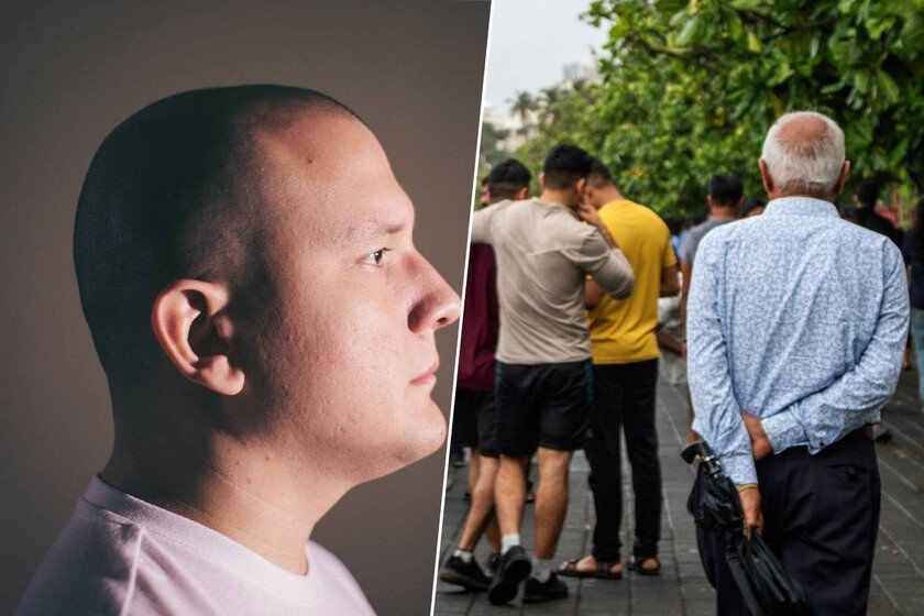 Imagen de un hombre calvo con una expresión de tristeza