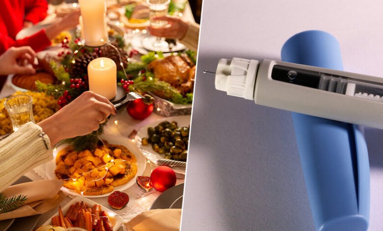 Persona disfrutando de una comida navideña con moderación