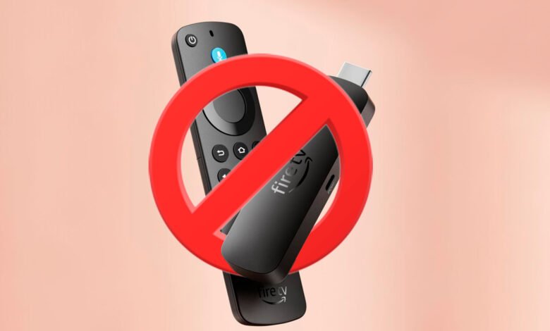 Imagen de un Fire TV con una pantalla de bloqueo de aplicaciones