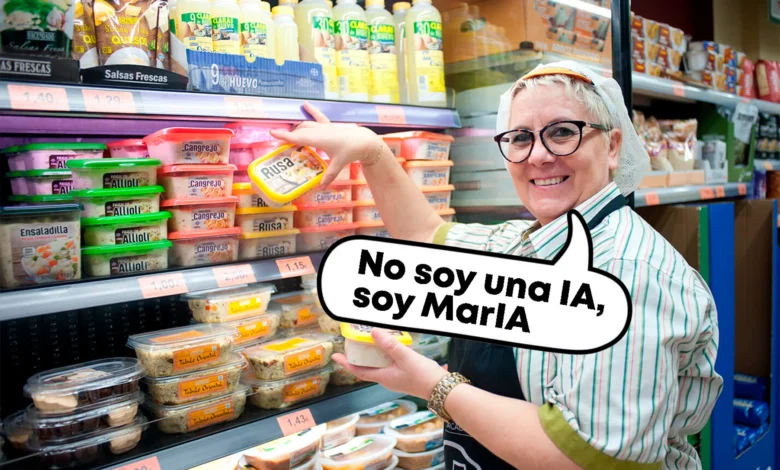 Imagen de un supermercado Mercadona con una IA detrás de la escena