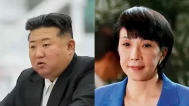 Mapa de Asia con banderas de Corea del Norte y Japón