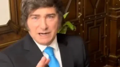 Imagen del presidente Javier Milei durante su mensaje de Año Nuevo