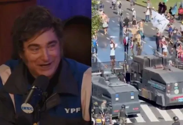 Imagen de una protesta en el Congreso con jubilados y manifestantes