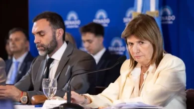 Patricia Bullrich en el Senado durante el debate de la reforma laboral