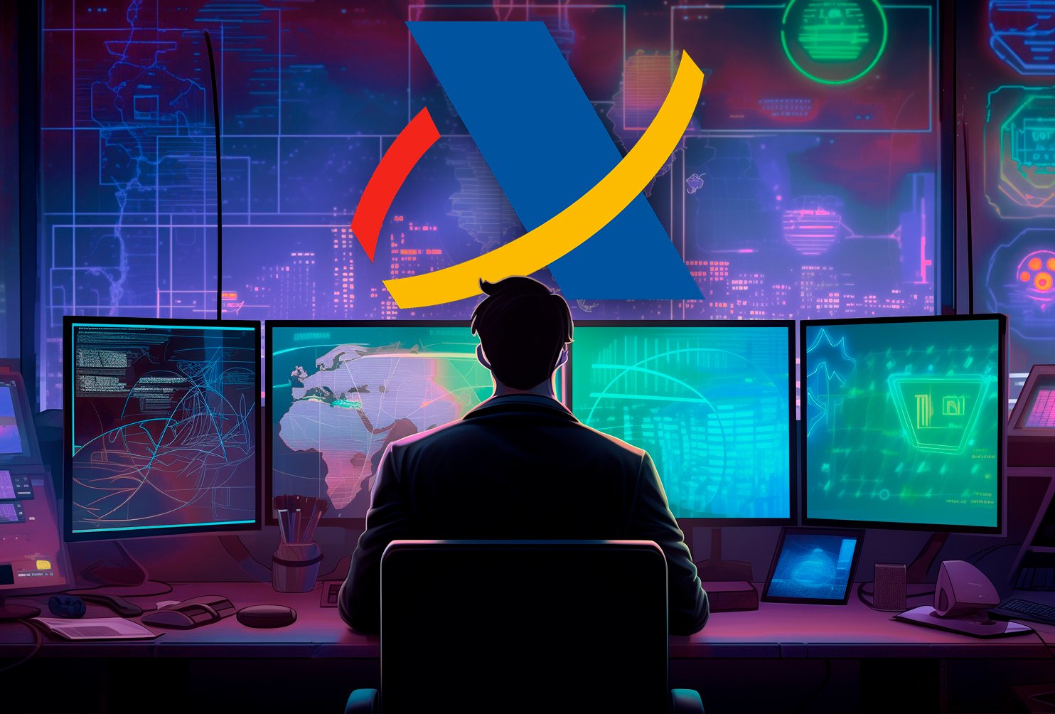 Imagen de un hacker trabajando en una computadora