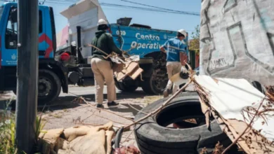 Personal municipal recoge materiales en un barrio para prevenir el dengue