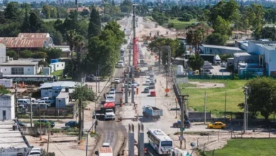 Imagen de la obra del altonivel en la Ruta 36, con trabajos en marcha