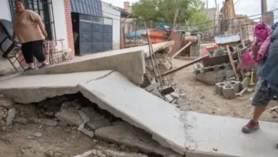 Imagen de daños en Comodoro Rivadavia después del deslizamiento de tierras