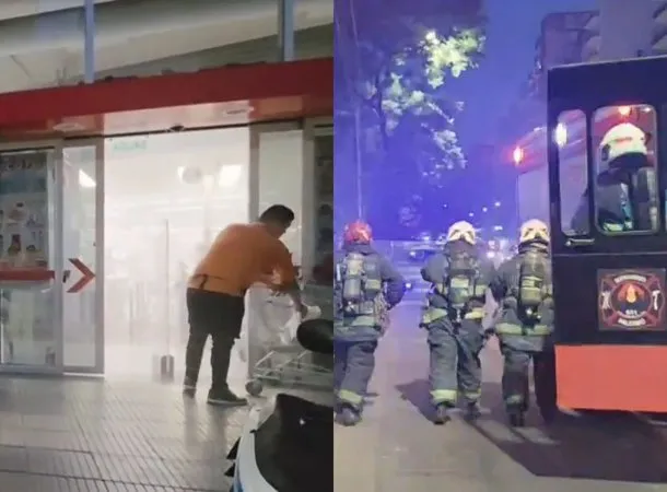 Imagen del incendio en el supermercado Coto