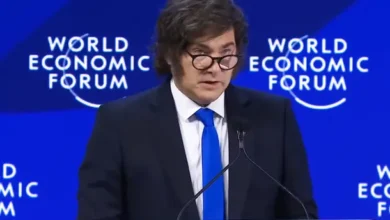 Javier Milei habla en el Foro de Davos en Suiza
