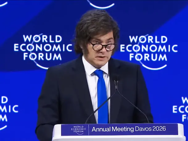 Javier Milei habla en el Foro de Davos en Suiza