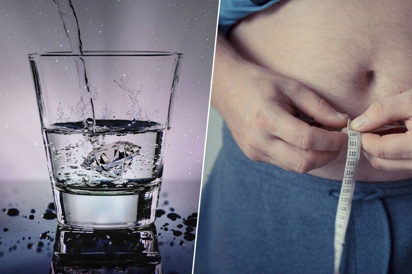 Una persona bebiendo agua con gas en un vaso