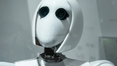 Ilustración de un robot con una cara confundida