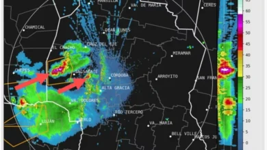 Imagen de tormenta en Córdoba con granizo y lluvia