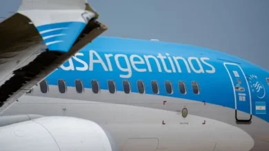 Avión de Aerolíneas Argentinas en el aeropuerto