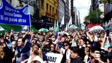 Trabajadores en una movilización contra la reforma laboral