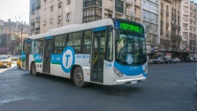 Colectivos parados en una calle de Córdoba