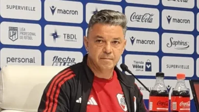 Marcelo Gallardo en una conferencia de prensa