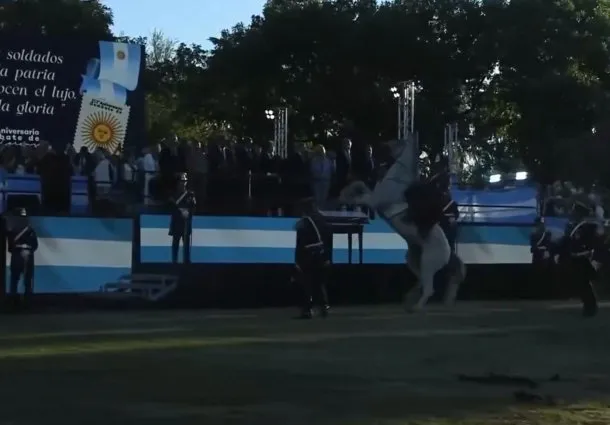 Imagen del presidente Javier Milei en el acto por San Lorenzo