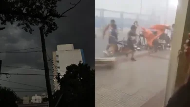 Imagen de una tormenta con granizo y lluvias intensas en el Área Metropolitana de Buenos Aires