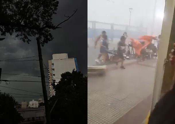 Imagen de una tormenta con granizo y lluvias intensas en el Área Metropolitana de Buenos Aires