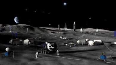 Ilustración de la base lunar permanente que la NASA planea construir