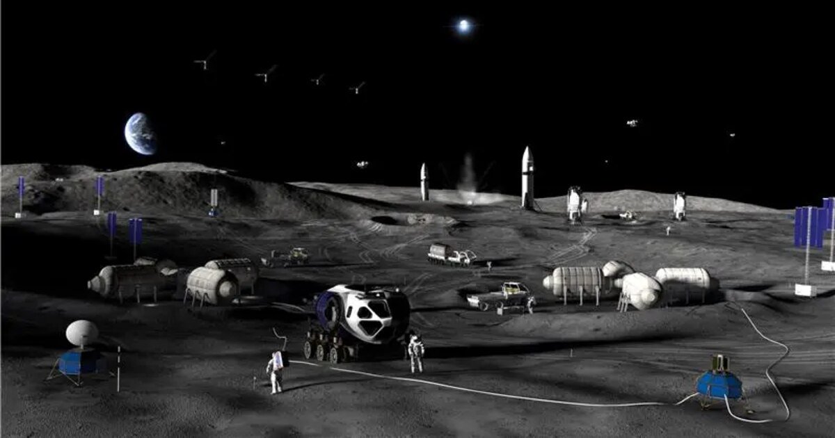 Ilustración de la base lunar permanente que la NASA planea construir