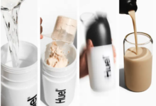 Imagen de un vaso de batido nutritivo de Huel