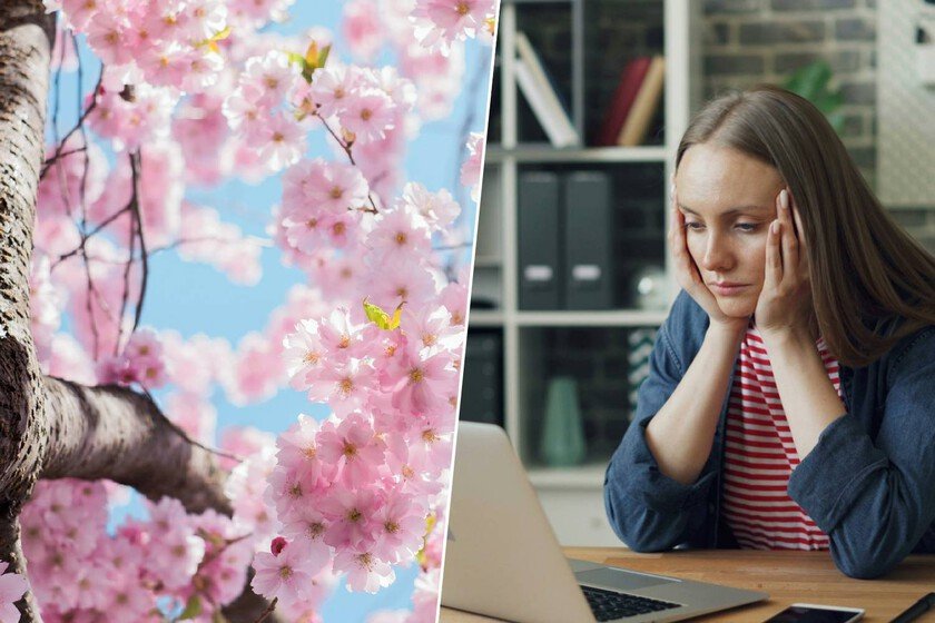 Imagen de una persona cansada en un parque durante la primavera