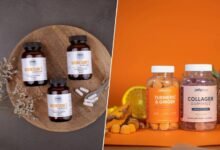 Suplementos alimenticios en una mesa