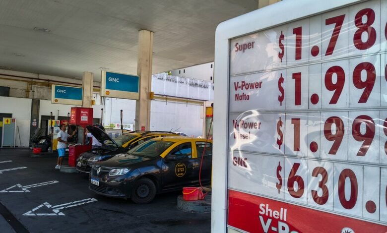 Gráfico de la evolución de los precios de la nafta y el gasoil en Argentina