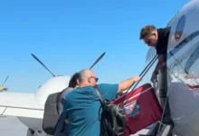 Imagen de una aeronave medicalizada lista para trasladar órganos