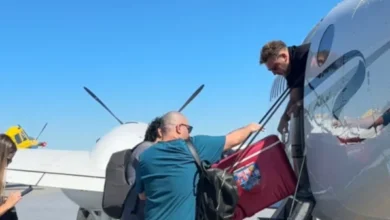 Imagen de una aeronave medicalizada lista para trasladar órganos