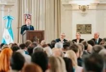 El presidente del TSJ de Córdoba, Domingo Sesin, durante su discurso en la apertura del año judicial 2026