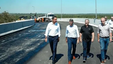 Imagen de la obra de intercambiador en Valle Escondido, mostrando el viaducto curvo y la pasarela peatonal