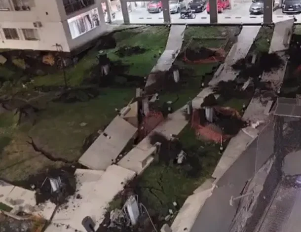 Imagen del derrumbe en Parque Patricios