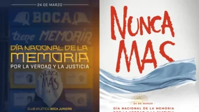 Imágenes de los mensajes de los clubes de fútbol argentino en el Día de la Memoria