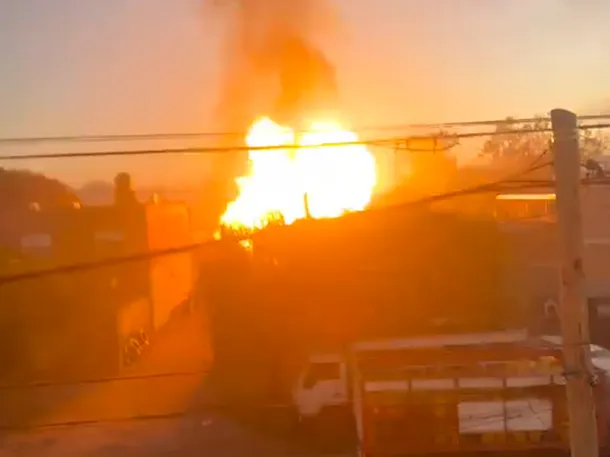 Imagen de la explosión del depósito de garrafas en Merlo