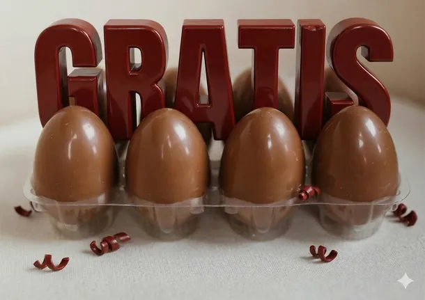 Imagen de la Fiesta del Chocolate en Bariloche con conejos gigantes y huevos de Pascua