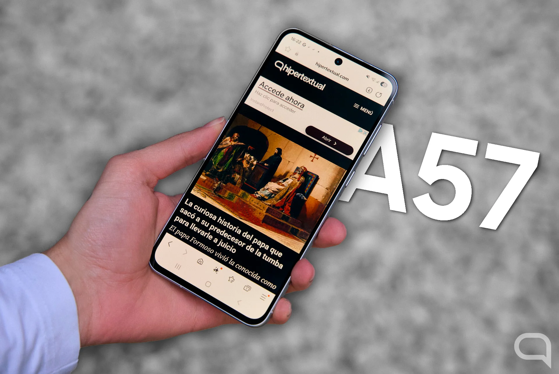 Imagen del Galaxy A57 con su asistente de transcripción de voz