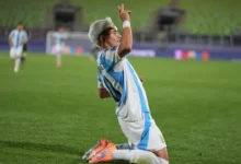 La Selección Argentina Sub 20 en acción durante un partido