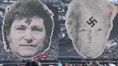 Imagen de Javier Milei con esvástica proyectada en Lollapalooza Chile