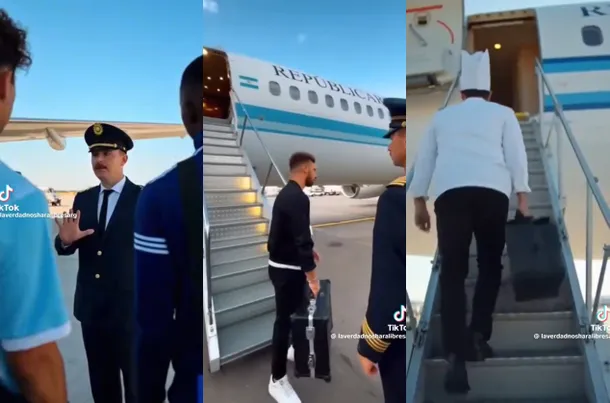 Manuel Adorni en un avión presidencial