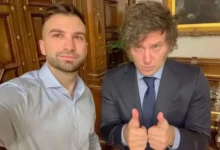 Mauricio Novelli y Javier Milei en una reunión