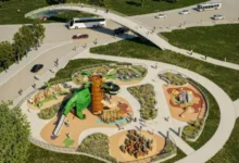 Parque de las Tejas con áreas de juegos y espacios verdes