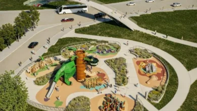 Parque de las Tejas con áreas de juegos y espacios verdes