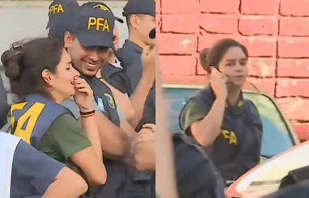 Agente de la Policía Federal y jubilada durante protesta en Congreso