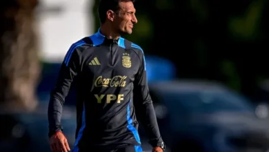 Lionel Scaloni en una conferencia de prensa