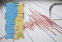Mapa de la región afectada por el temblor en Chile