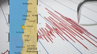 Mapa de la región afectada por el temblor en Chile
